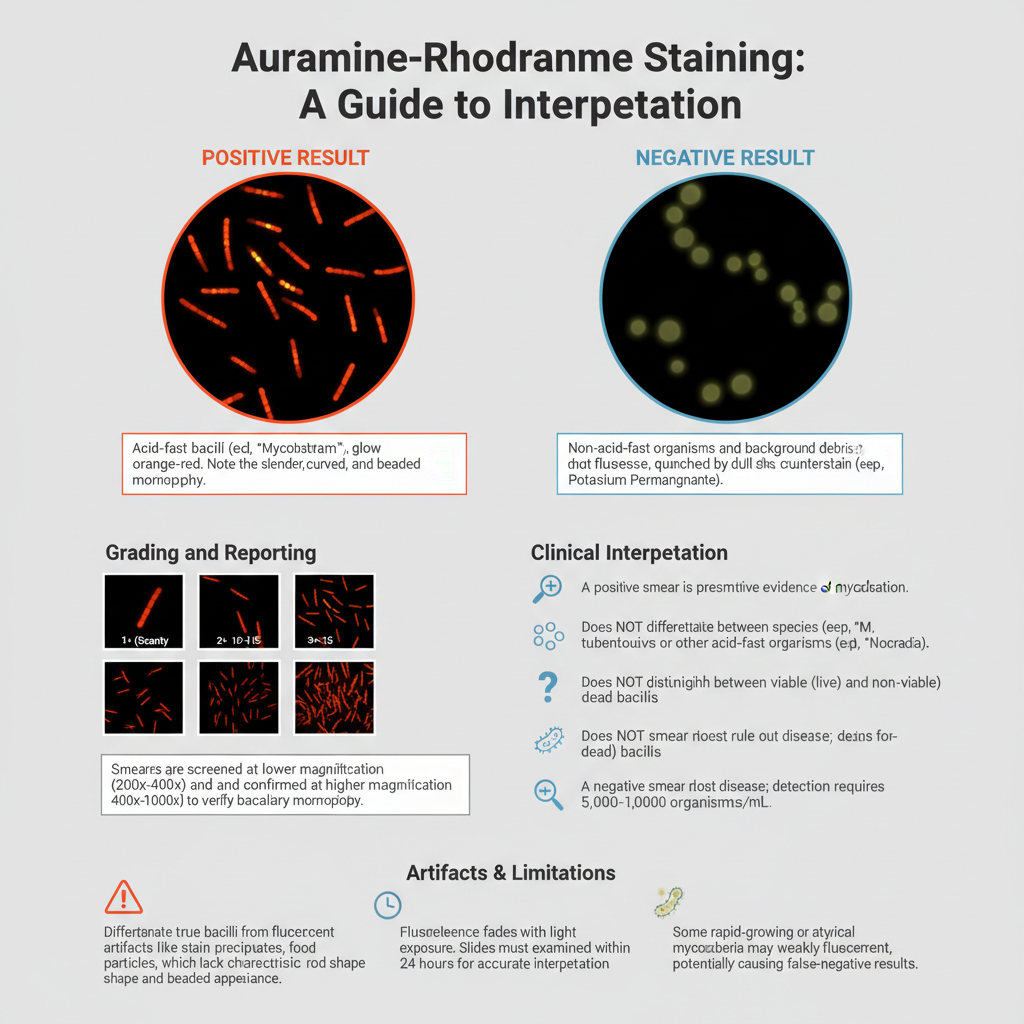 Auramine-Rhodamine Staining - Principle, Procedure, Result, Applications 5 Result and Interpretation of Auramine- Rhodamine Staining