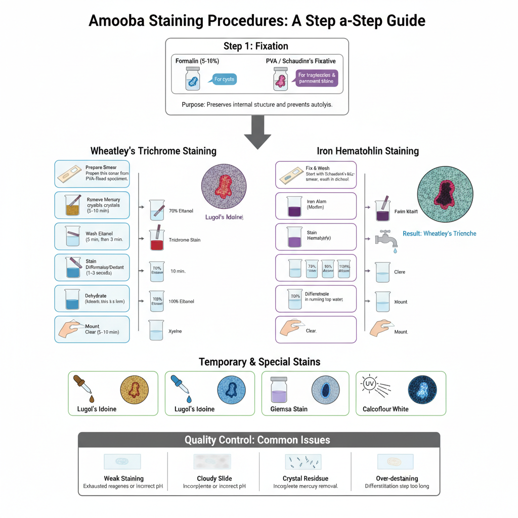 Step by Step Procedure of Amoeba Staining