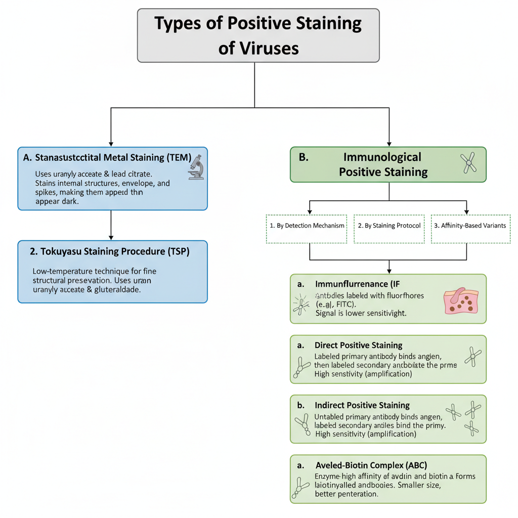 Types of Positive staining of Viruses