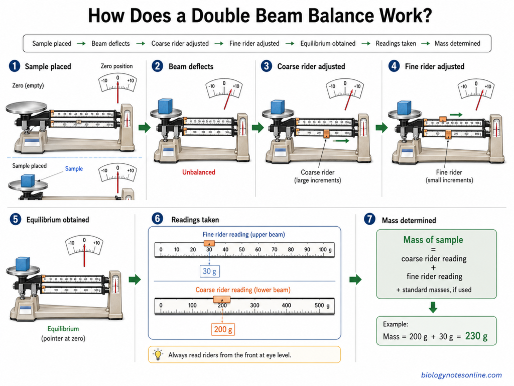 Diagram showing How Does a Double Beam Balance Work