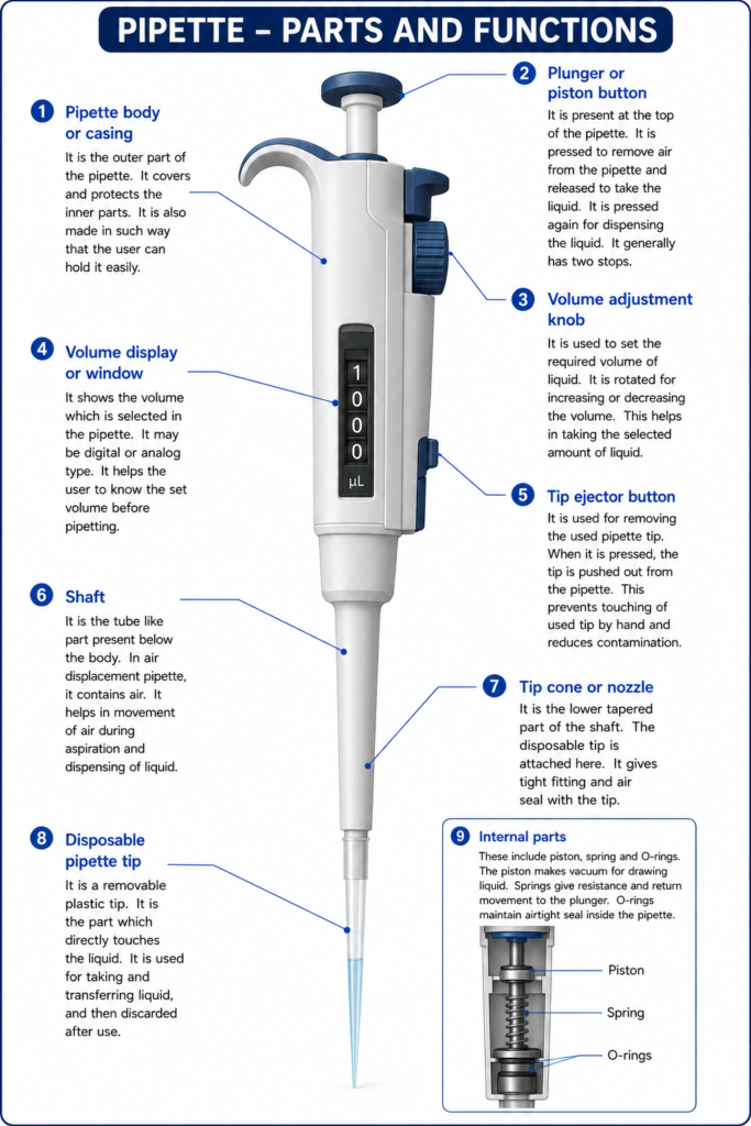 Parts of Pipette and their functions