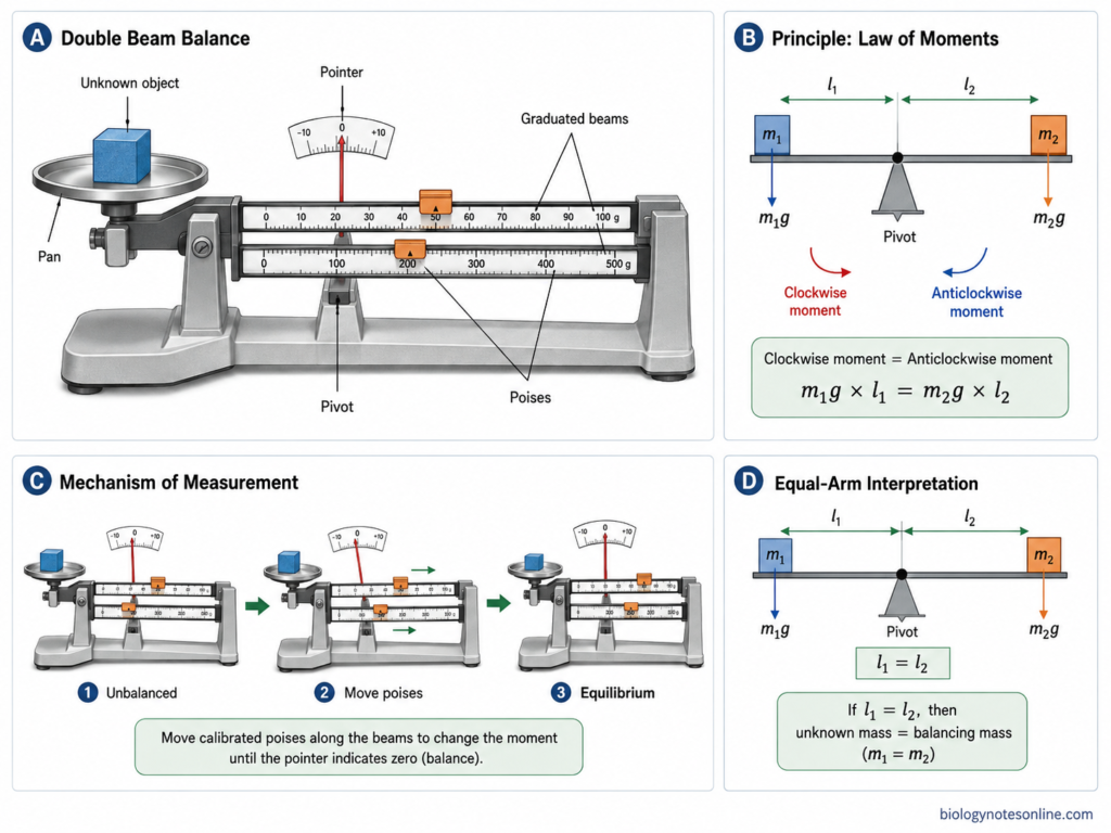 Diagram showing the Principle of Double Beam Balance