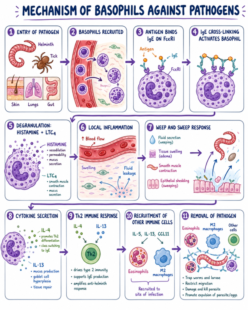 Basophil - Definition, Mechanism, Structure, Functions 4 Mechanism of Basophils against Pathogens