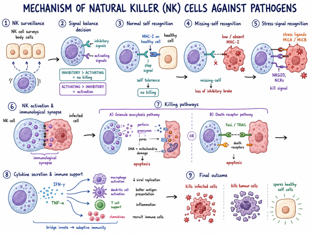 Mechanism of Natural Killer (NK) Cells against pathogens
