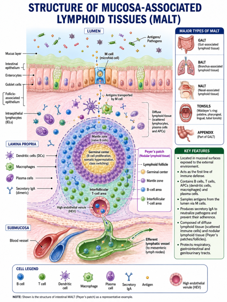 Mucosa Associated Lymphoid Tissues (MALT) - Definition, Features, Structure, Functions 2 Structure and Organization of MALT