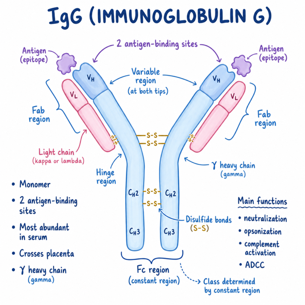 Structure of IgG (Immunoglobulin G)