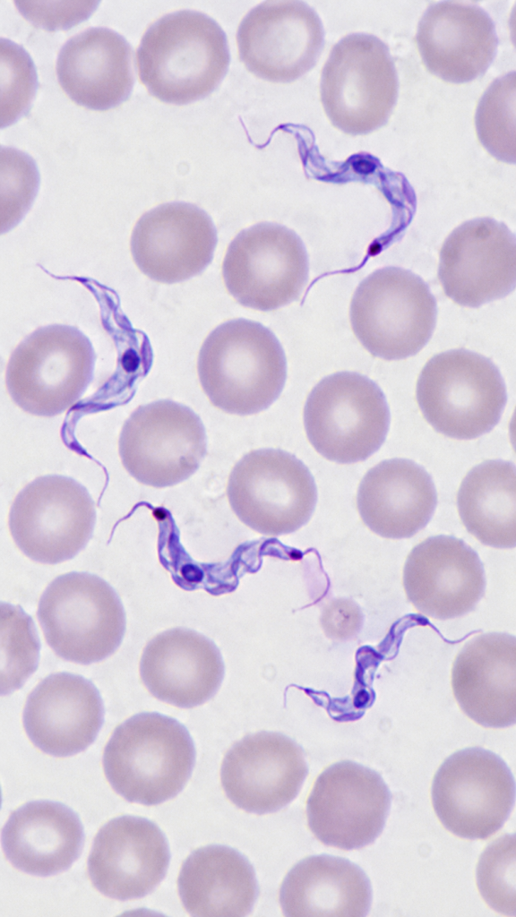 Trypanosoma in Blood Smear - Microscopic Image 11 Trypanosoma in Blood Smear