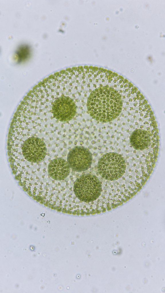 Volvox Colony Under Microscope