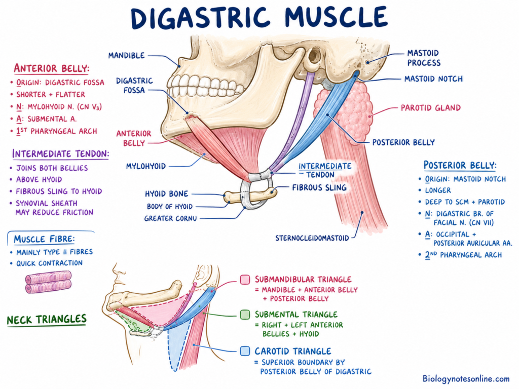 Detail Structure or Anatomy of Digastric Muscle