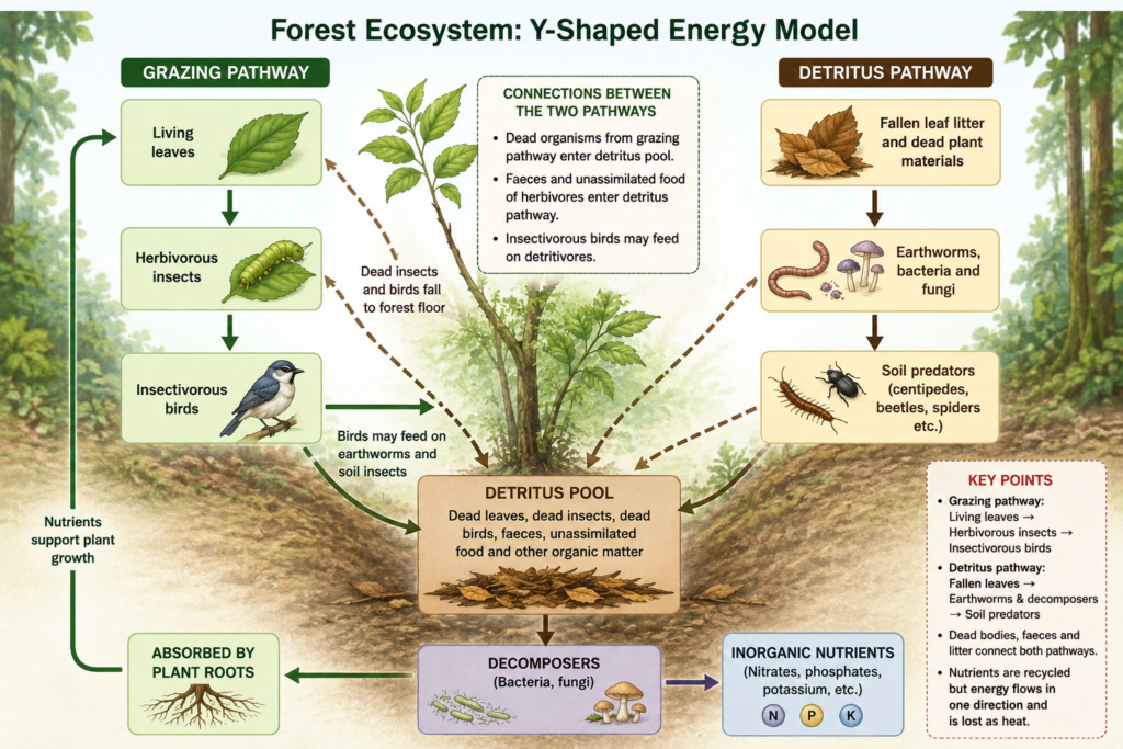 Diagram showing Example of Y-Shaped Energy Model in Forest Ecosystem