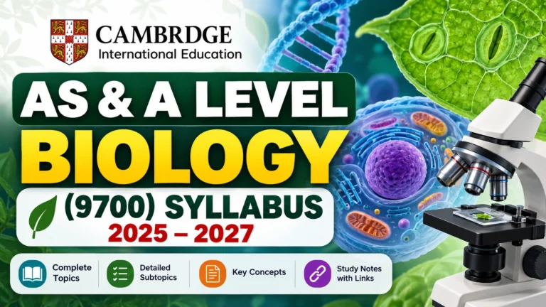 Cambridge AS and A Level Biology (9700) Syllabus 2025–2027: Topics and Study Notes