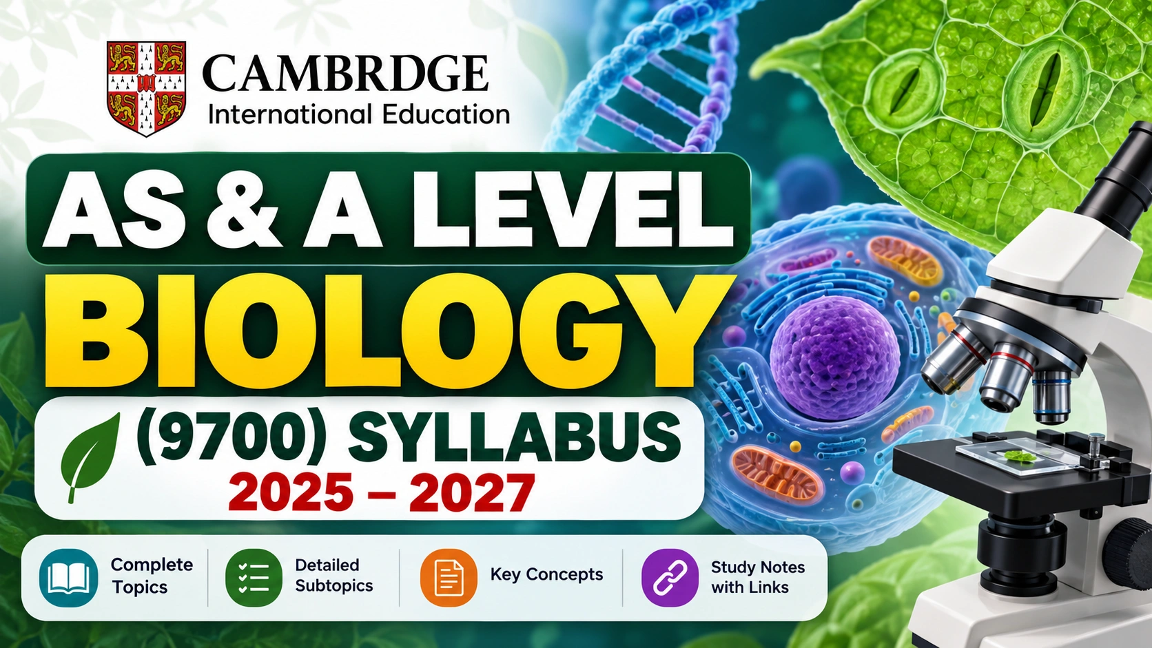 Cambridge AS and A Level Biology (9700) Syllabus 2025–2027: Topics and Study Notes
