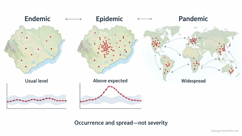 Endemic vs Epidemic vs Pandemic Comparison Diagram